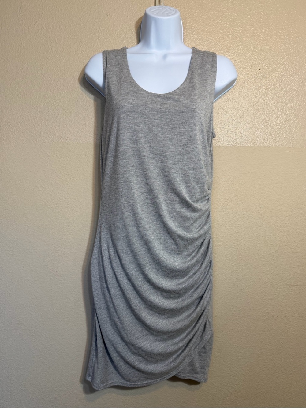 Abound Tank Dress with Side Ruching Scoop Neck Heather Gray Si